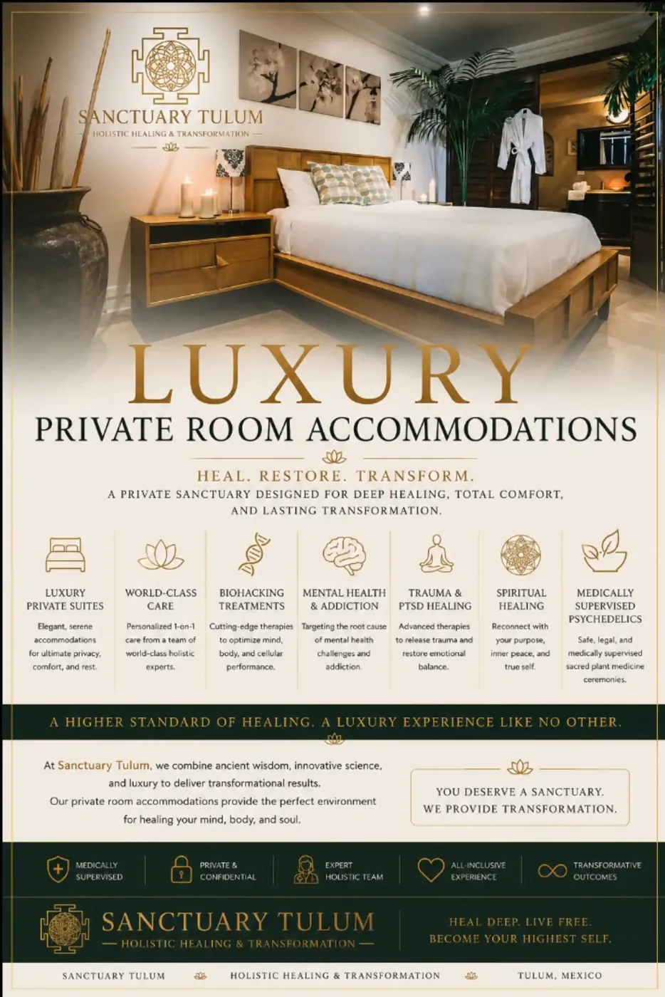 Best luxury rehabs in the world — private oceanfront accommodation at Sanctuary Tulum