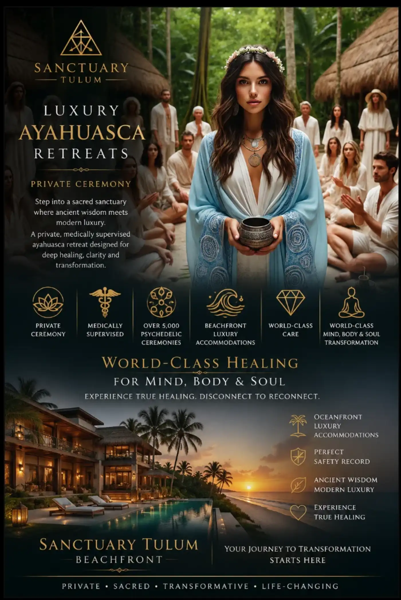 hat luxury ayahuasca retreats private ceremony — medically supervised ayahuasca ceremony care at Sanctuary Tulum