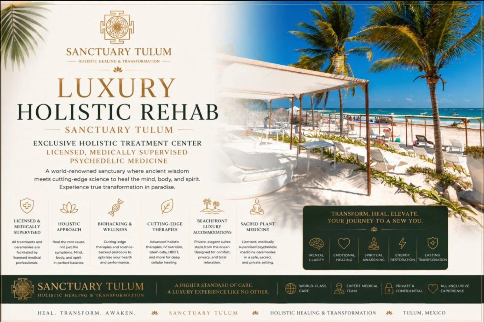 Top luxury rehab centers — clinical suite and private accommodation at Sanctuary Tulum