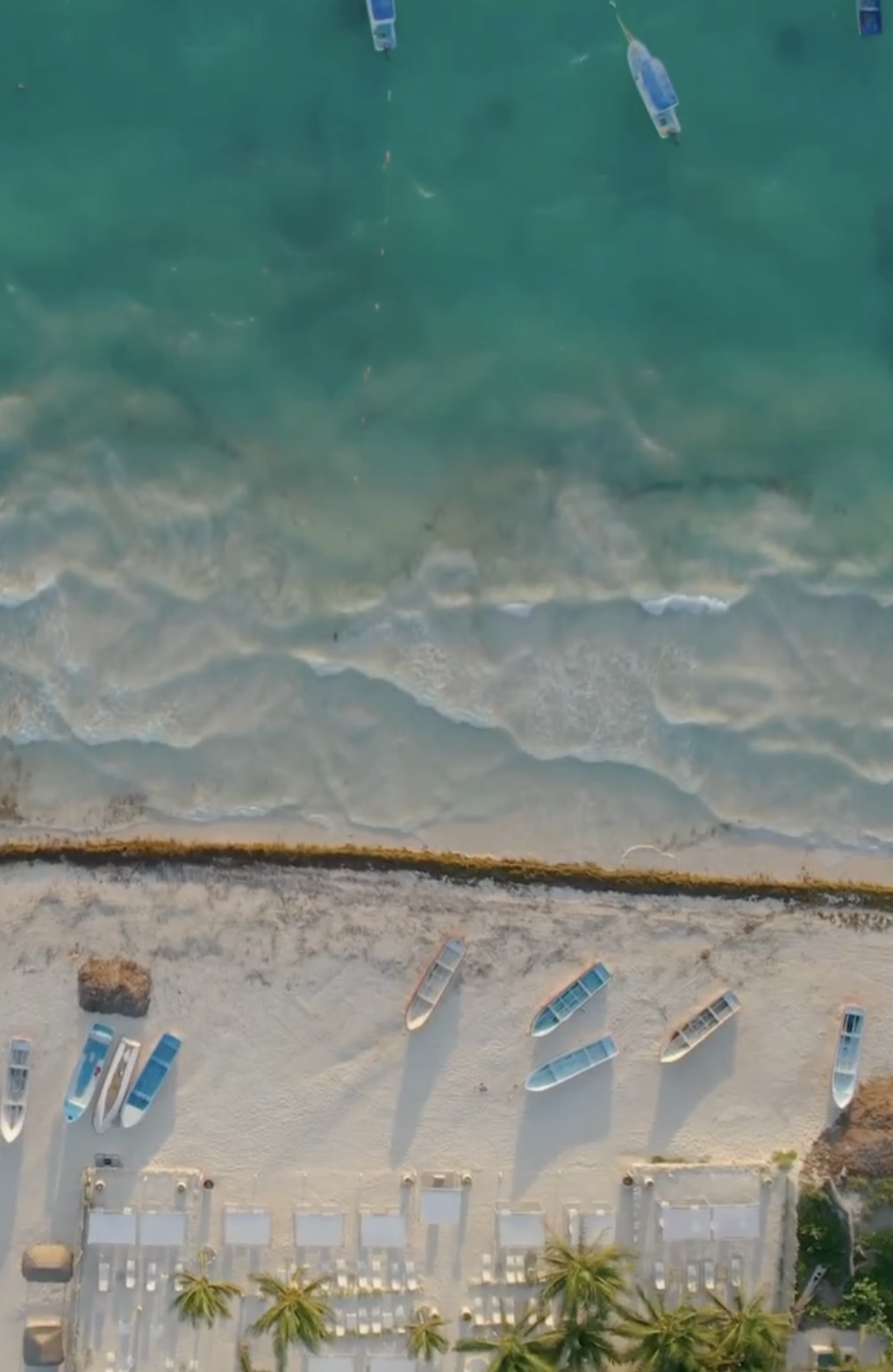 Luxury anxiety treatment center aerial view Tulum beach Mexico